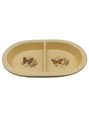 Treasure Craft Butterfly Oval Divided Microwave Ovenware Stoneware Dish 870 USA